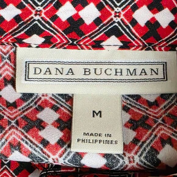 Dana Buchman Red Geometric Sleeveless Blouse Women’s M - Picture 5 of 7